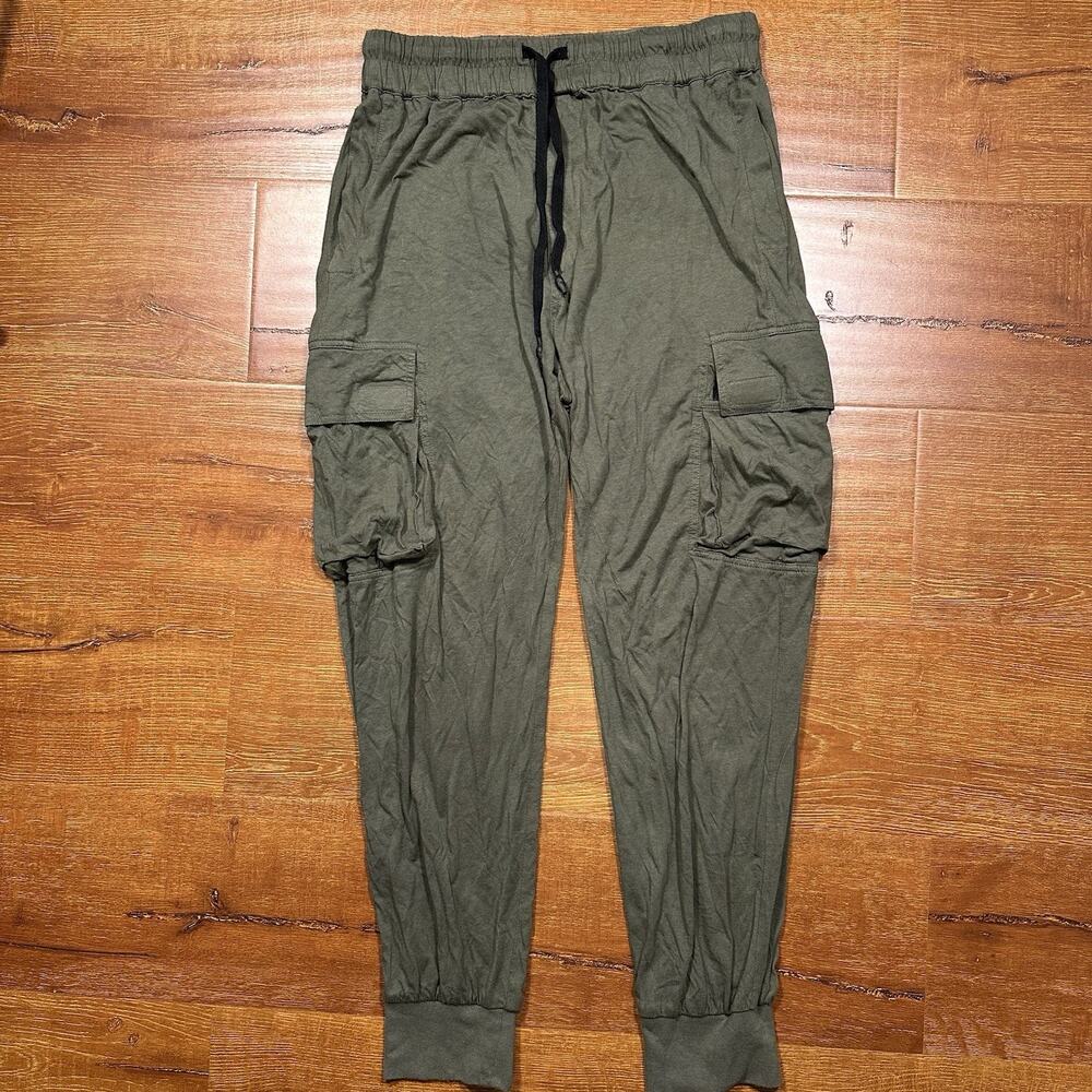 Jonny Cota Cargo Jogger Sweatpants Womens L Green Cotton Bamboo Lightweight City